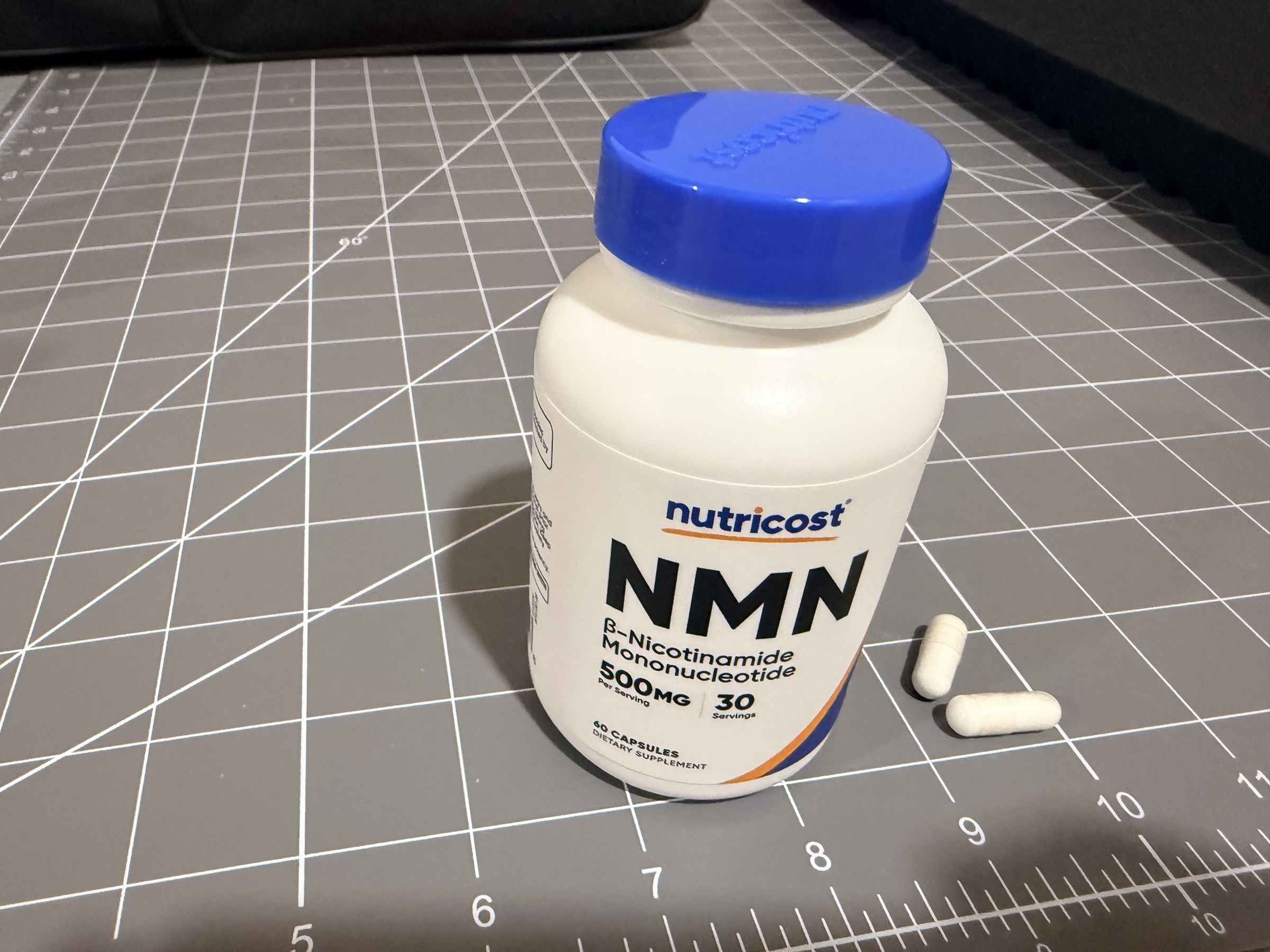 Bottle of NMN pills from Nutricost