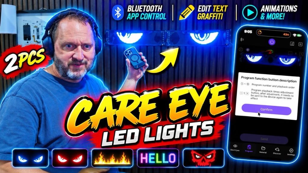 Programmable Devil Eyes LED Panels: Hands-On App and Car Demo