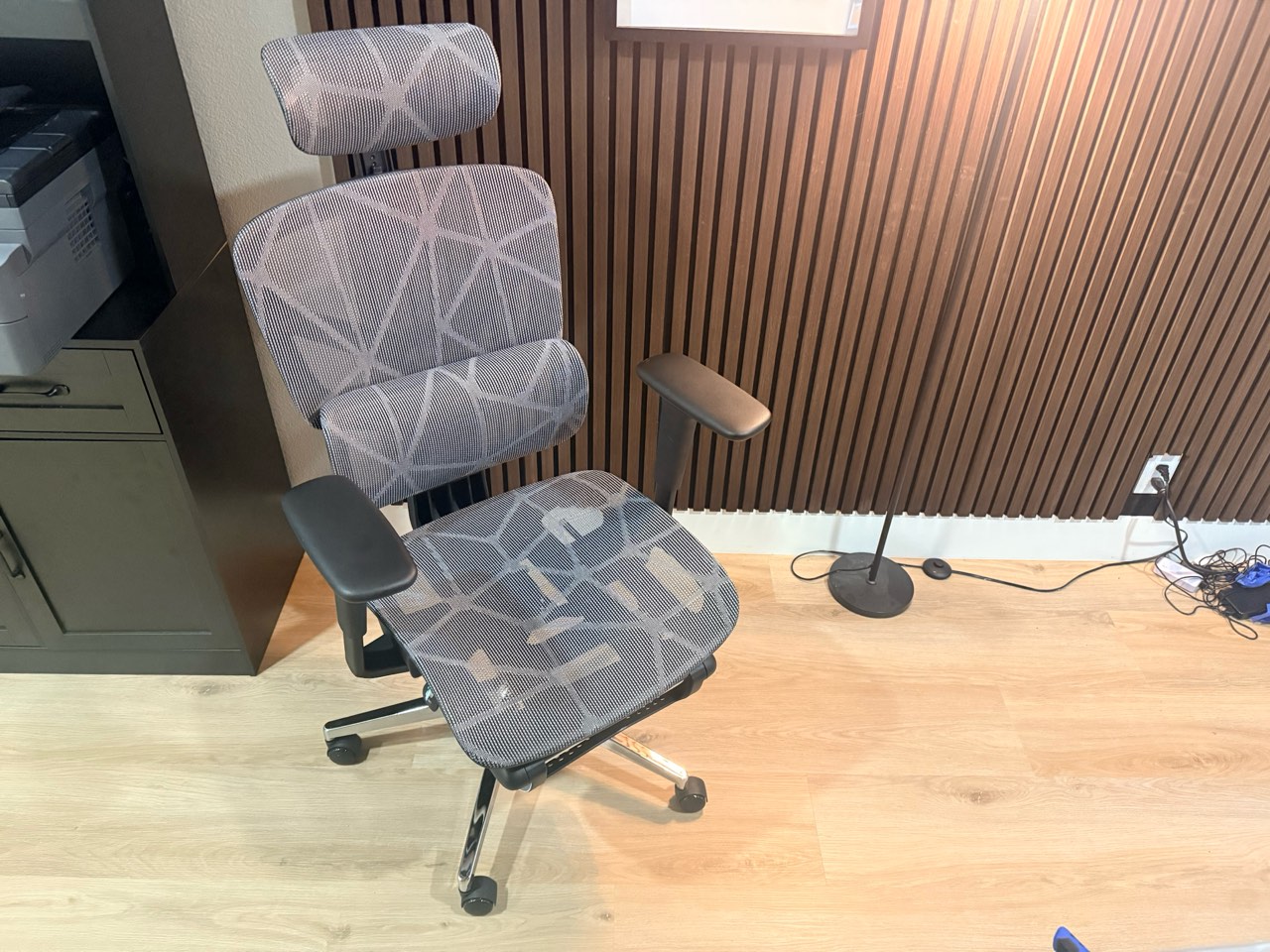 A mesh back office chair
